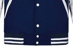 Blouson universitaire personnalisé OEM pour homme, en laine, grande taille, col mandarin, manches en cuir, respirant, vente en gros, vêtements vierges - Product Image 6