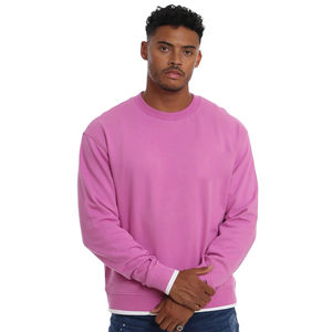 เสื้อสเวตเชิ้ตแขนยาวคอกลมสีชมพูอมม่วงสดใสสำหรับผู้ชาย ผ้าฟลีซ  รับทำโลโก้ตามสั่ง  OEM ODM ขายส่งเสื้อผ้า - Product Image 3