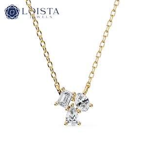 LOISTA Women's White Gold Diamond Pendant Necklace Emerald Cut Round Brilliant GIA Certified Classic Style - Product Image 3