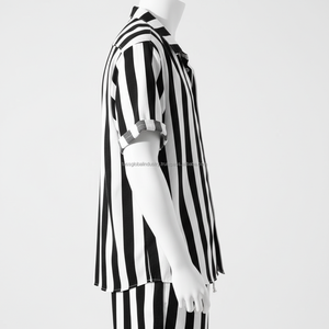<b>Men's</b> Summer Two Piece Set Black Striped Breathable Custom OEM Wholesale - Product Image 3