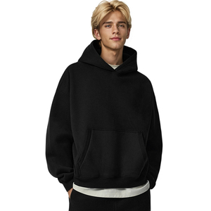Sweat à capuche unisexe oversize en molleton de coton avec poche kangourou et poignets côtelés – Style minimaliste décontracté pour le quotidien et le streetwear - Product Image 4