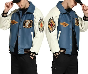 Clothing Bomber Jacket Lightman Custom Leather Jacket Manufacturer Custom Cowhide Leather <b>for</b> Men Custom Embroidery Logo <b>Hip</b> Hop - Product Image 3