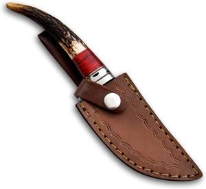 Couteau de chasse et de survie artisanal en acier Damas, manche en corne de cerf, pour l'extérieur, OEM, 56HRC, pointe tombante, ultra-affûté comme un rasoir - Product Image 6