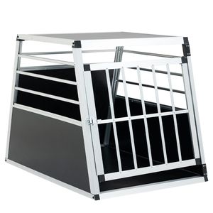 Caja de Transporte de Aluminio Negra Plateada de 35 x 25 x 27 Pulgadas, Caja de Transporte para Perros y Gatos, Transportín para Mascotas - Product Image 1