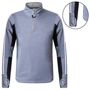 Men's Quarter-<b>Zip</b> Long Sleeve Sport <b>Top</b> Solid Color Breathable Quick Dry Polyester Autumn Winter Wear - Product Image 1
