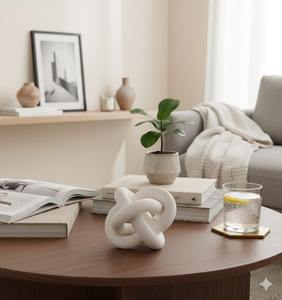 Chaîne en bois sculptée à la main, décoration en maillons de bois, chaîne en bois à nœuds pour table basse, décoration de style rustique moderne pour étagère - Product Image 2