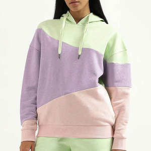 Sweat-shirt à capuche surdimensionné en molleton pour femme, imprimé personnalisé, couleur pastel unie, décontracté, pour l'hiver - Product Image 1
