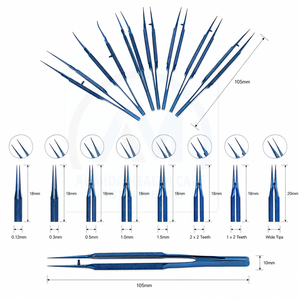 Pinces ophtalmiques en titane avec manche rond, instrument chirurgical oculaire manuel, lot de 8 pièces, réutilisables et autoclavables - Product Image 5
