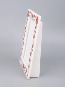 Fashionable White Marble Photo <b>Frame</b> With Gold Strips Elegant Natural Stone <b>Design</b> For Luxury Home Decor Office Display - Product Image 2