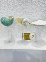 Cóctel con forma de caracol de mar de primera calidad, vidrio dorado, cristalería de barra hecha a mano de Vietnam con diseño de concha Natural para bebidas únicas