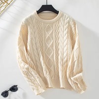 Pulls d'hiver personnalisés pour femmes, col rond, manches longues, couleur unie, tricotés à la main, respirants, décontractés, imprimés numériquement, poches sur le devant