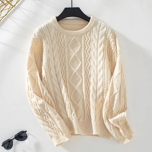 เสื้อสเวตเตอร์ผู้หญิงแบบสั่งทำ คอกลม แขนยาว สีพื้น ถักมือ ระบายอากาศได้ดี สไตล์ลำลอง พิมพ์ลายดิจิทัล มีกระเป๋า โลโก้ด้านหน้า - Product Image 1