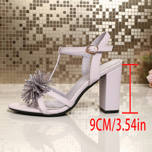 Women's Light Purple Block Heel <b>Sandals</b> with Sparkling Rhinestone Flower Decor - Product Image 6