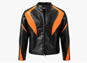 เสื้อแจ็คเก็ตหนังผู้ชายสไตล์นักขี่มอเตอร์ไซค์ คอตั้ง ปิดด้วยซิป - Product Image 5