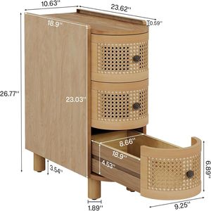 Tavolino da Caffè in Legno con Spazio Contenitore e Design Unico in Rattan, Tavolino Laterale, Tavolino da Divano, Comodino, Cassettiera - Product Image 6