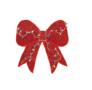 Élégant nœud pour cheveux en perles de rocaille, broderie chic, design luxueux, nœud perlé en tissu doux - Product Image 5