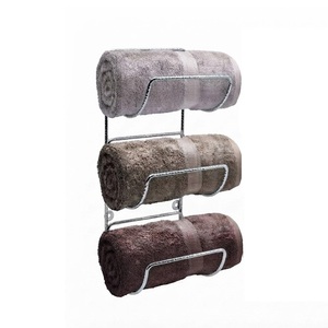 Juego de toalleros metálicos de pared de 3 niveles, organizador de almacenamiento para toallas de baño enrolladas, toallitas y ropa de cama, estante resistente. - Product Image 1