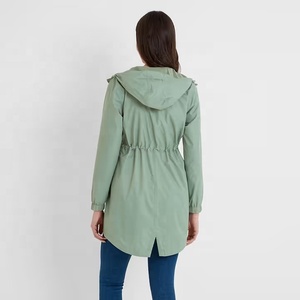 <b>Women's</b> <b>Packable</b> Woven Bomber Rain <b>Jacket</b> Hooded Waterproof Full Zip Outdoor Travel Windproof - Product Image 6