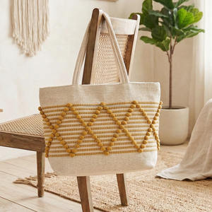 Bolso Bandolera Estilo Boho Vintage, Hecho a Mano, de Algodón, Tejido a Mano, Étnico, para Festivales y Viajes, para Mujer, con Patrón de Diamantes, Bolso Tote Boho Chic - Product Image 6