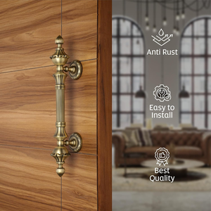 Manija Larga Decorativa de Metal para Puerta con Diseño Clásico, Manija Grande de Metal Vintage para Puertas de Entrada de Madera, Interior - Product Image 2