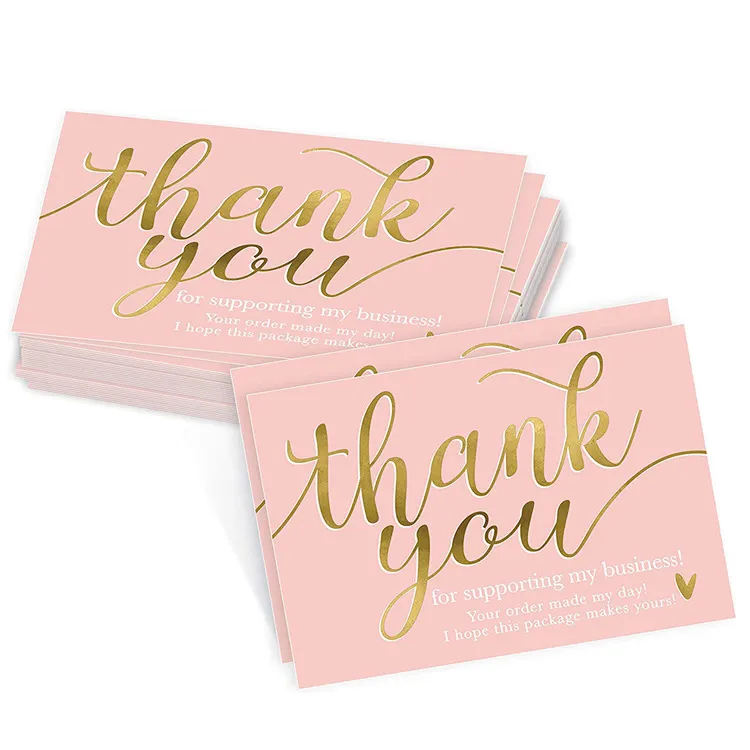 Design gratuito 5x9 cm carta regalo rosa stampa lamina d'oro Shopping biglietto di ringraziamento per le piccole imprese