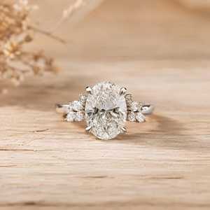 Premium Oval Marquise Round Cut Lab Grown Diamond Classic Color EF Clarity VVS 10K 14K 18K Solid Gold Diamond Engagement Ring - Product Image 1