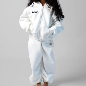 White Zipper Girls Hoodies & Sweatshirts Customized Kids unisex Jumpers Oversize 100% Cotton Fleece thick winter Sweatshirts - Product Image 3