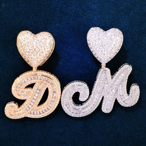 Colgante Hip Hop Iced Out con Letra Inicial Cursiva Personalizada, Diamante Cultivado en Laboratorio, Colgante Unisex de Lujo, Regalo - Product Image 1