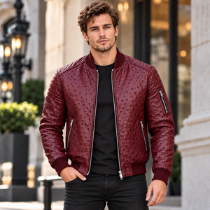 Veste en cuir de motard de qualité supérieure pour homme, veste bomber en cuir pour homme - Product Image 1