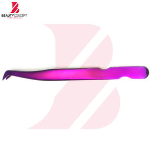 Pince à cils de qualité supérieure à angle de 90 degrés, violette, multicolore, revêtement titane, antistatique - Product Image 4