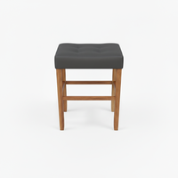 Table basse moderne sans dossier en cuir PU rembourré avec structure en bois d'hévéa pour salon, meuble décoratif durable et facile à nettoyer