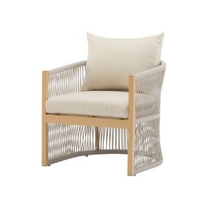 Elegante Sedia a Sdraio Curva in Alluminio Beige per Esterni con Design Intrecciato in Corda e Comfort Imbottito - Product Image 5