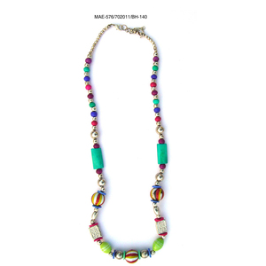 Colorful <b>Beaded</b> <b>Necklace</b> with Resin and Acrylic Geometric Shapes Gold Plated Chain Women's Bohemia Party Jewelry at Wholesale - Product Image 2