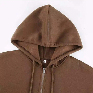 Sweat-shirt à capuche zippé tendance pour homme, couleur unie, en molleton bouclette, coupe décontractée oversize, tricoté pour l'automne, manches classiques - Product Image 4