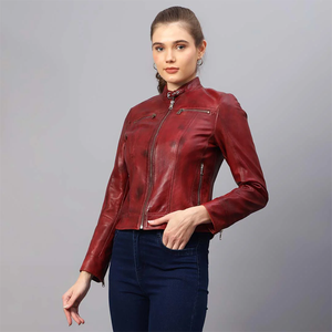 Women's Genuine Leather Outdoor Jacket Autumn Waterproof Breathable High Quality Made in Pakistan - Product Image 1