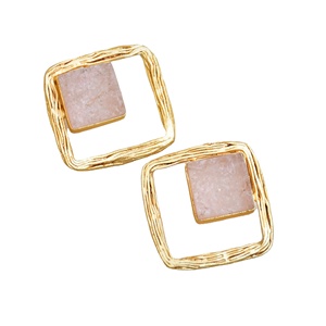 Boucles d'oreilles artisanales serties de pierres précieuses naturelles, revêtement en or brillant et bijoux de qualité artisanale - Product Image 4