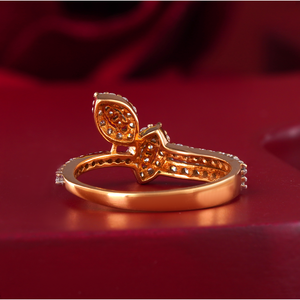 14K Rose Gold <b>Open</b> Wrap <b>Ring</b> with VVS2 Lab Grown Marquise Double Halo Diamond Cocktail Statement Piece - Product Image 4