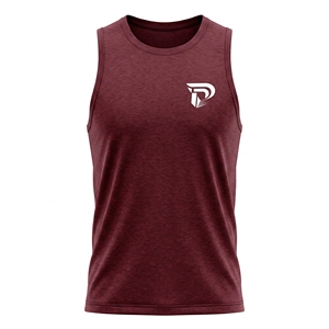 Dumela International Men's <b>Maroon</b> Sleeveless Tank <b>Top</b> O-Neck Solid Breathable 220g Knitted Polyester/Cotton Casual Wear Plain - Product Image 1
