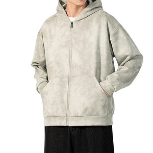 Sudadera con Capucha para Hombre, de Alta Calidad, 100% Algodón, 180g, Lavada con Ácido, Desgastada, Bordada, con Cierre y Capucha, para Invierno - Product Image 3