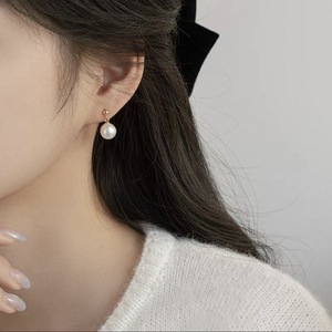 7-8mm 925 Silver Freshwater <b>Pearl</b> <b>Earrings</b> Wind-Blown Short Line Zhuji Natural High Gloss Bright Round <b>Pearls</b> - Product Image 3