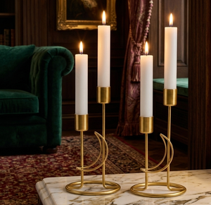 Candelabros de Lujo en Forma de Luna Dorada – Centro de Mesa Moderno y Estético para Mesa de Comedor, Bodas y Decoración de Sala de Estar - Product Image 1