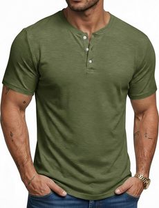 <b>Henley</b> <b>Shirt</b> Summer Neck <b>Men's</b> T-<b>Shirt</b> Front Logo Twill Regular Fit Eco-Friendly Quick Dry Short Sleeve - Product Image 2