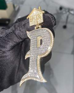 Luxury Custom Letter P <b>Pendant</b> Necklace Iced Out <b>Initial</b> P <b>Pendant</b> Baguette Diamond Hip Hop Jewelry Gold Plated CZ Necklace - Product Image 1