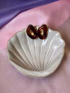 Pendientes de Aro y Cuentas de Resina Dorada y Marrón, Pendientes de Resina Irregulares, Joyería Artística de Moda Dorada y Marrón - Product Image 4