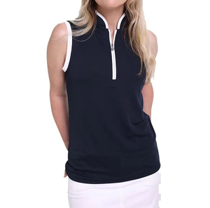 Polo sans manches pour femme, bleu marine, à séchage rapide, tricoté, pour le golf, coupe classique - Product Image 1