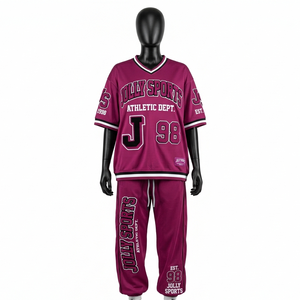 Women Pink <b>Mesh</b> Jersey <b>Pant</b> Set 180 GSM Breathable Polyester Contrast Panel Custom Sublimation Logo Women's Sets - Product Image 1
