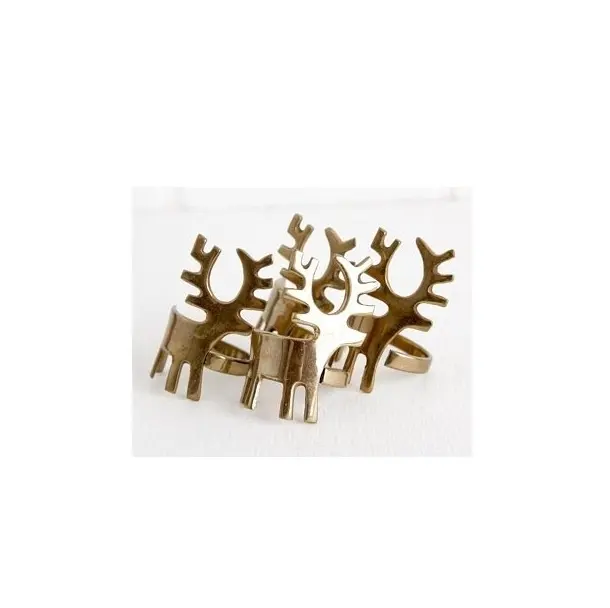 High Quality Handmade Deer Napkin Ring Luxury Design Gold Plated Metal Tissues Holder for Dining Tabletop Outdoor for Hotels