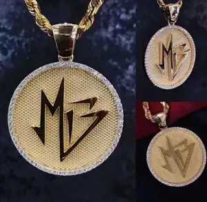 Pendentif personnalisé en or jaune 14 carats plaqué or avec moissanite véritable ronde de 2,50 carats - Product Image 2