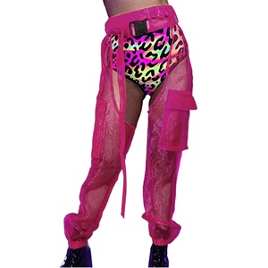 กางเกงผ้าฝ้าย100% เอวยางยืดเอวสูงปานกลางลำลอง - Product Image 1