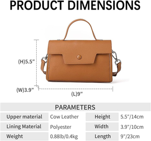 Sac à main en cuir véritable pour femme, fermeture à rabat, avec bandoulière amovible, style classique, décoration boutonnée, sac à main pour usage quotidien - Product Image 6